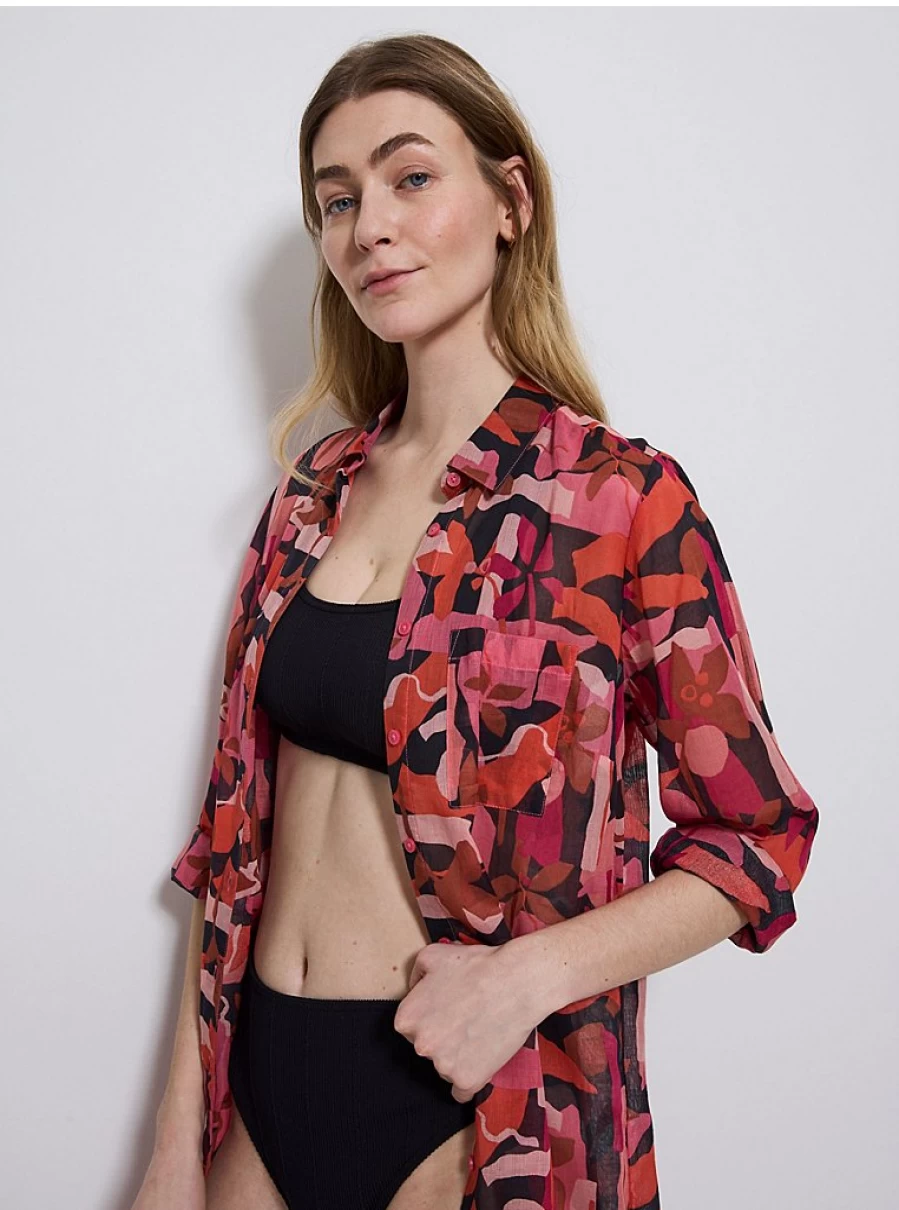 Women's Lightweight Pink Floral Beach Shirt by George at Asda - Breezy Summer Cover-Up