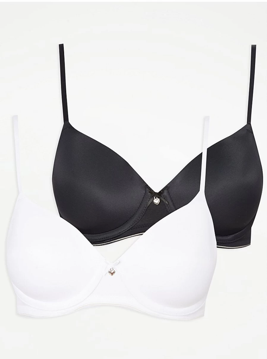 George at Asda Underwired T-Shirt Bras 2 Pack - Comfortable First Bras for Everyday Wear
