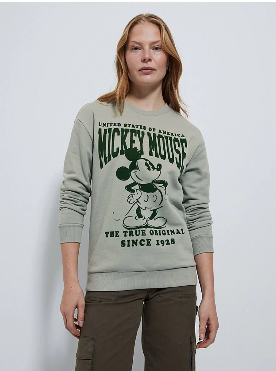George at Asda Kids' Disney Mickey Mouse Green Slogan Sweatshirt | Soft Cotton Hoodie