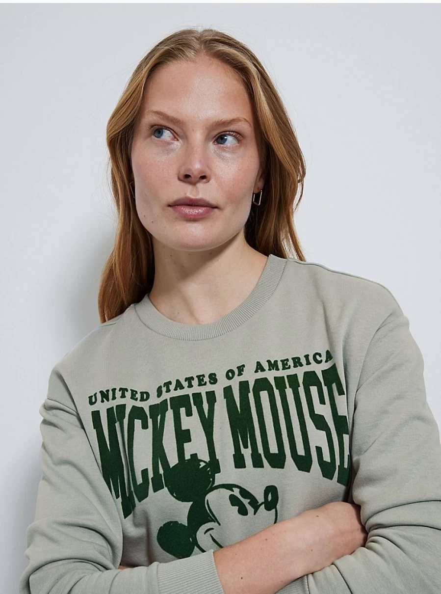 George at Asda Kids' Disney Mickey Mouse Green Slogan Sweatshirt | Soft Cotton Hoodie