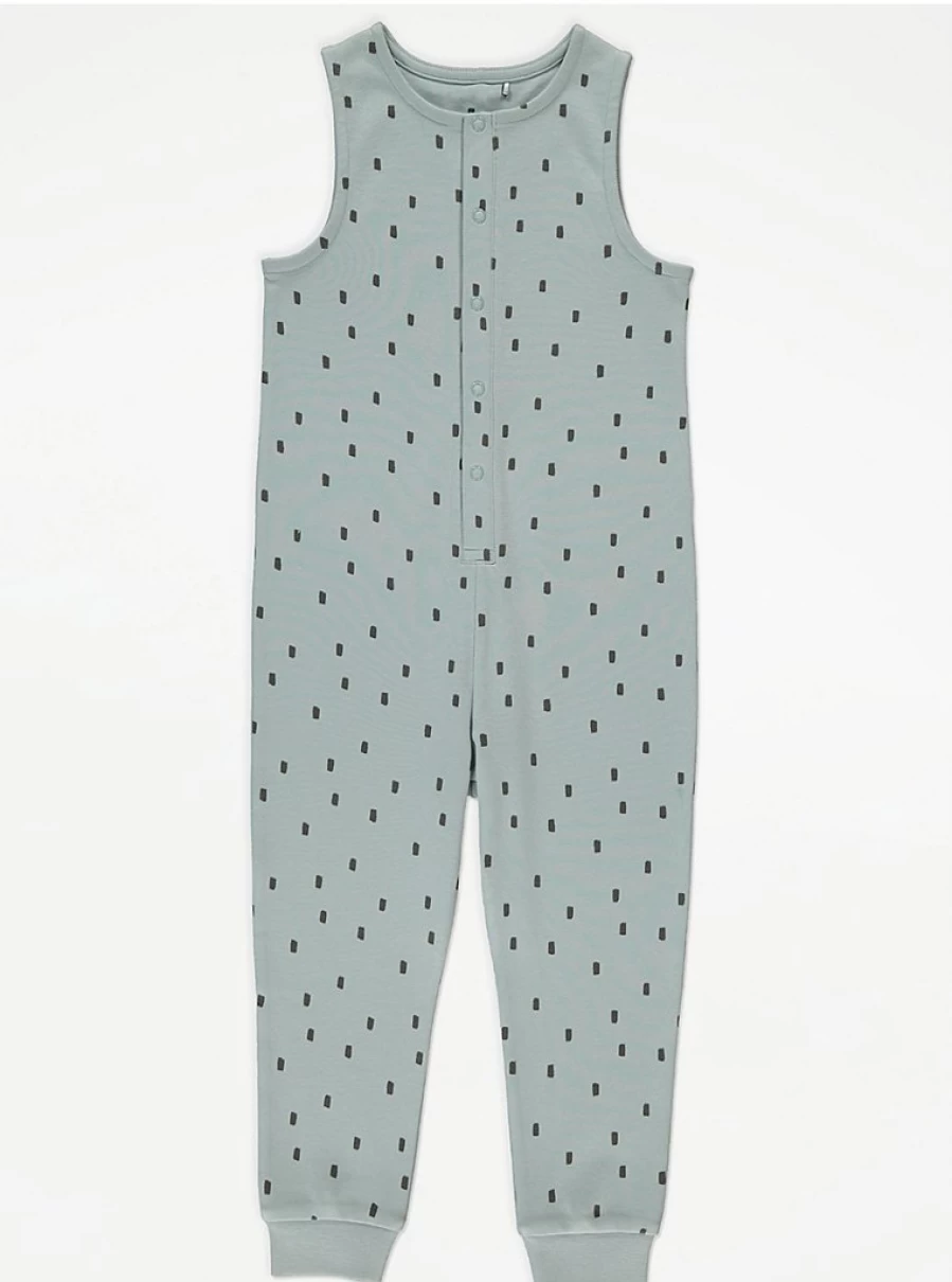 "George at Asda Sage Green Dash Print Sleeveless Baby Onesie for Kids – Comfortable & Stylish"