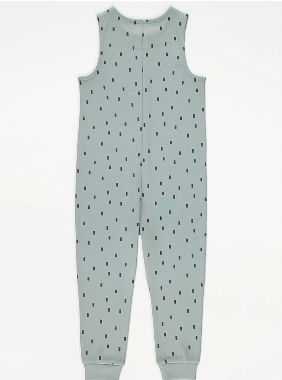 "George at Asda Sage Green Dash Print Sleeveless Baby Onesie for Kids – Comfortable & Stylish"