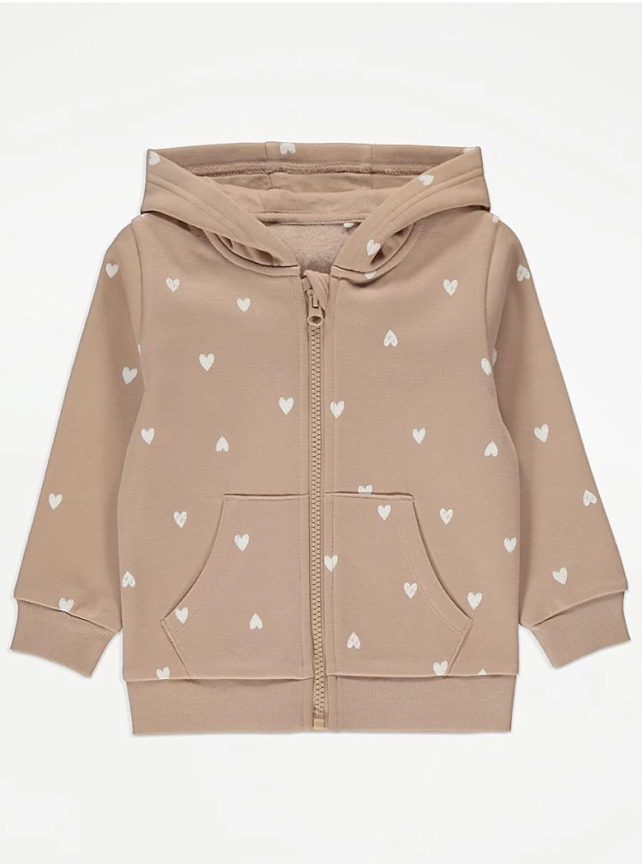 "George at Asda Kids Mocha Heart Zip Up Hoodie Review | Cozy Fleece Jacket"