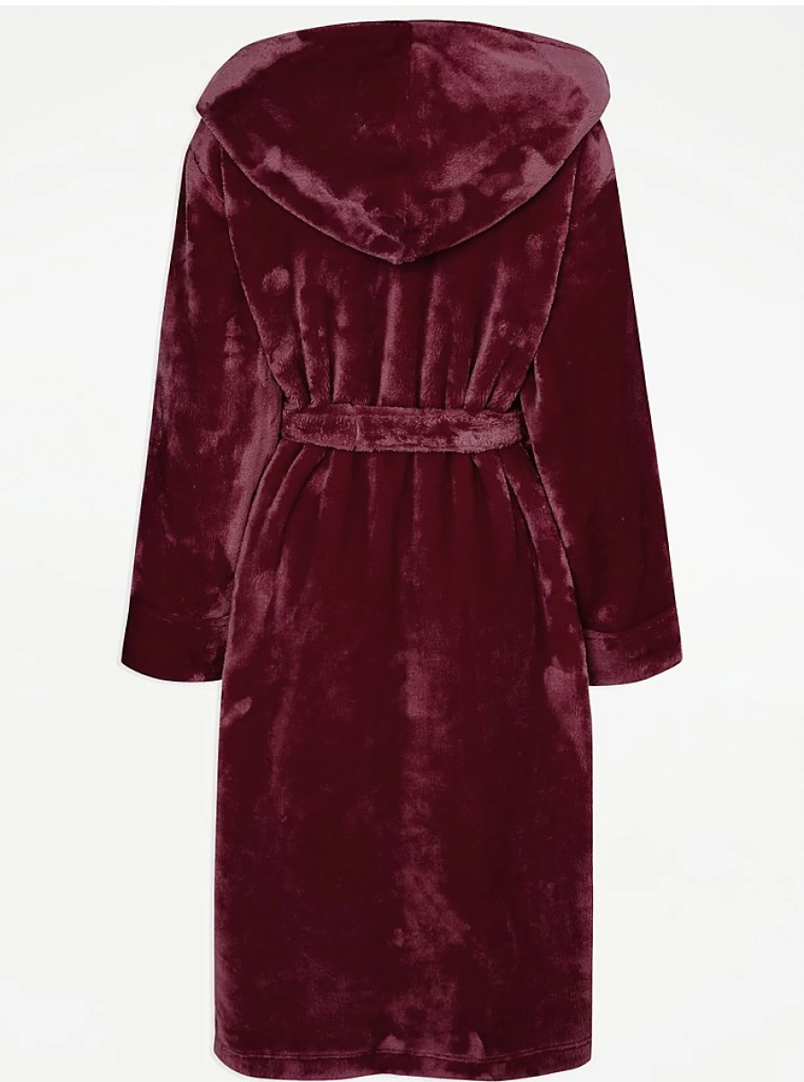 Luxurious Burgundy Plush Dressing Gown by George at Asda | Soft Lingerie Robe Review