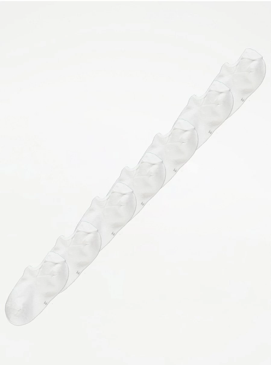 George at Asda White No-Show Liner Socks 7-Pack - Breathable Low-Cut Trainer Socks for Men & Women