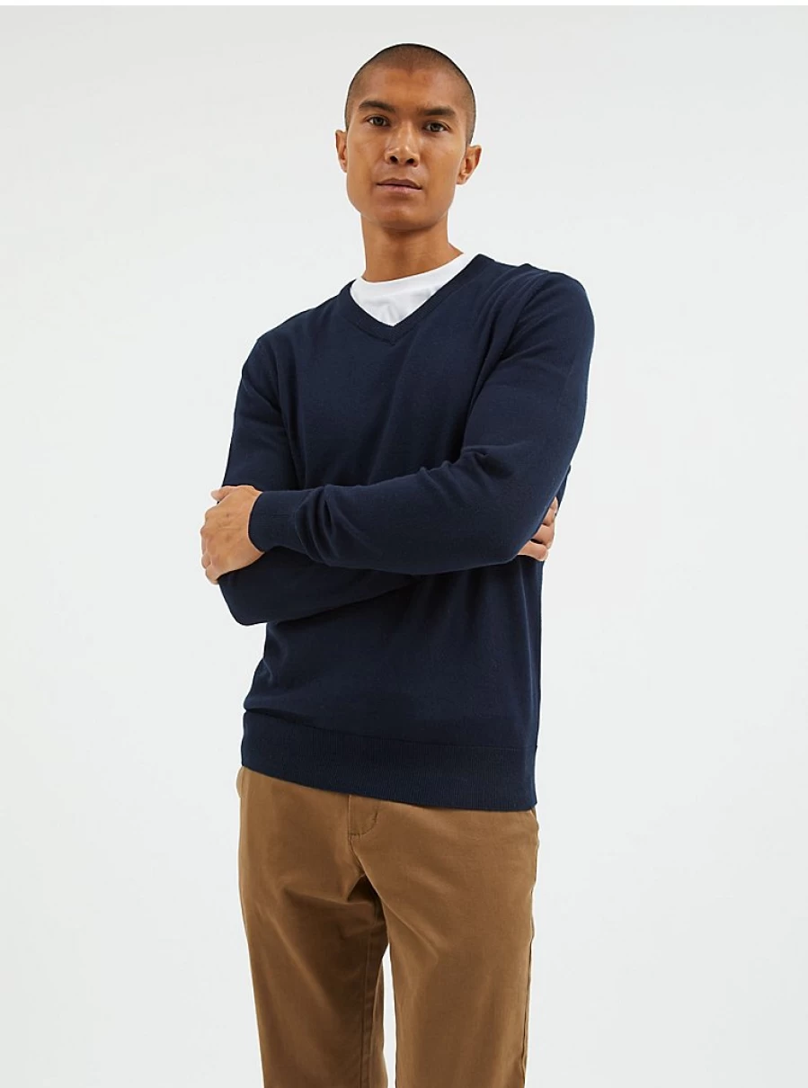 Boys Navy V Neck Knitted Jumper | George at Asda