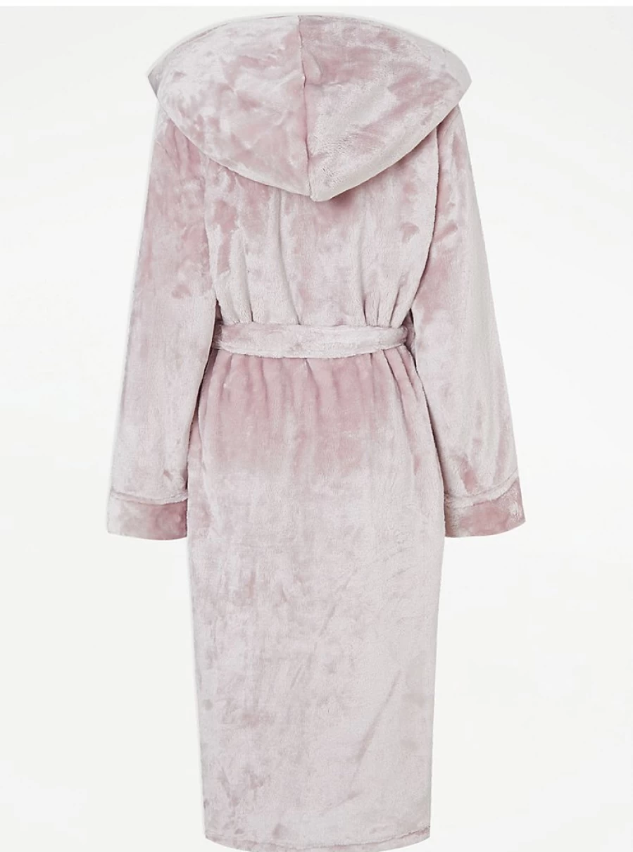 "George at Asda Women's Dusky Pink Plush Hooded Dressing Gown – Soft & Cozy Review"