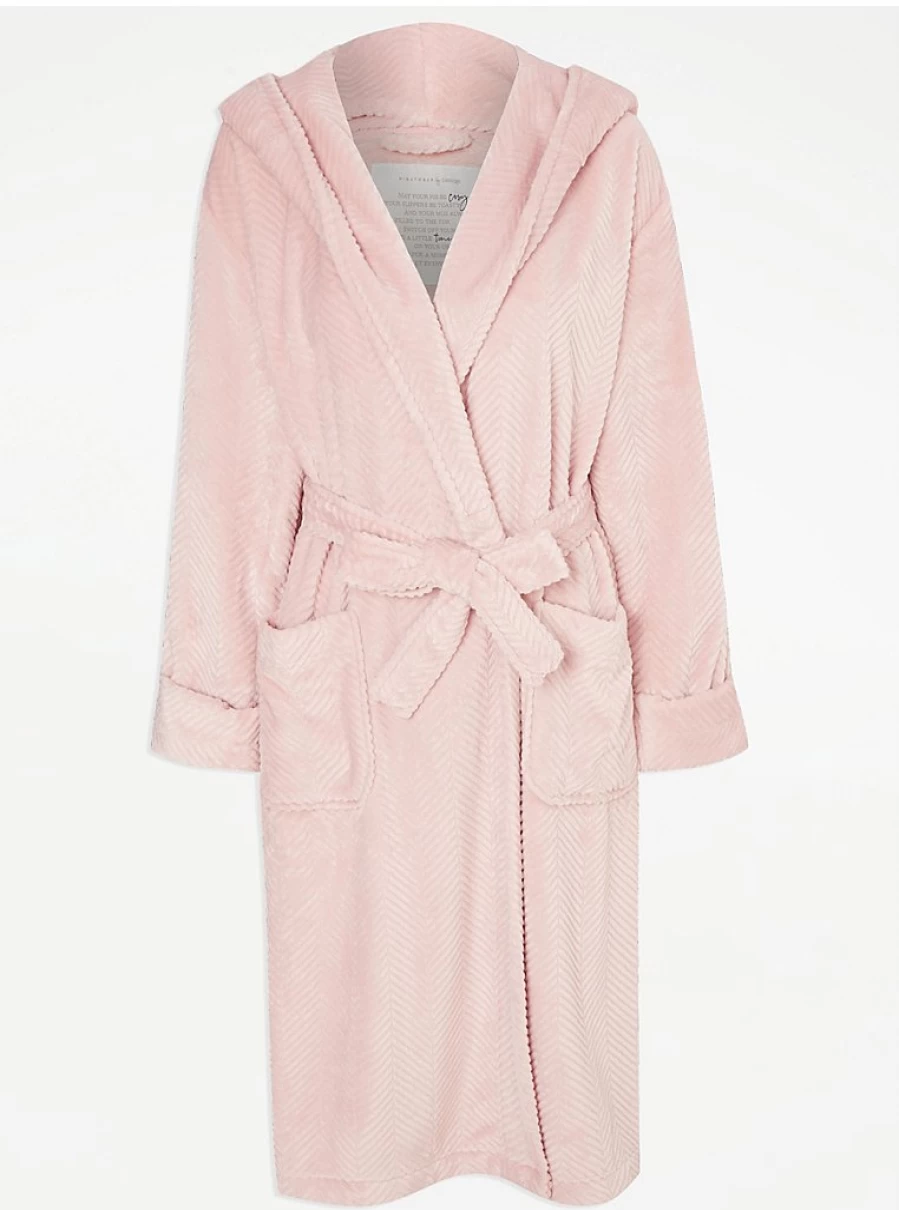 "George at Asda Pink Zig Zag Textured Luxe Dressing Gown | Women's Lingerie & Sleepwear"