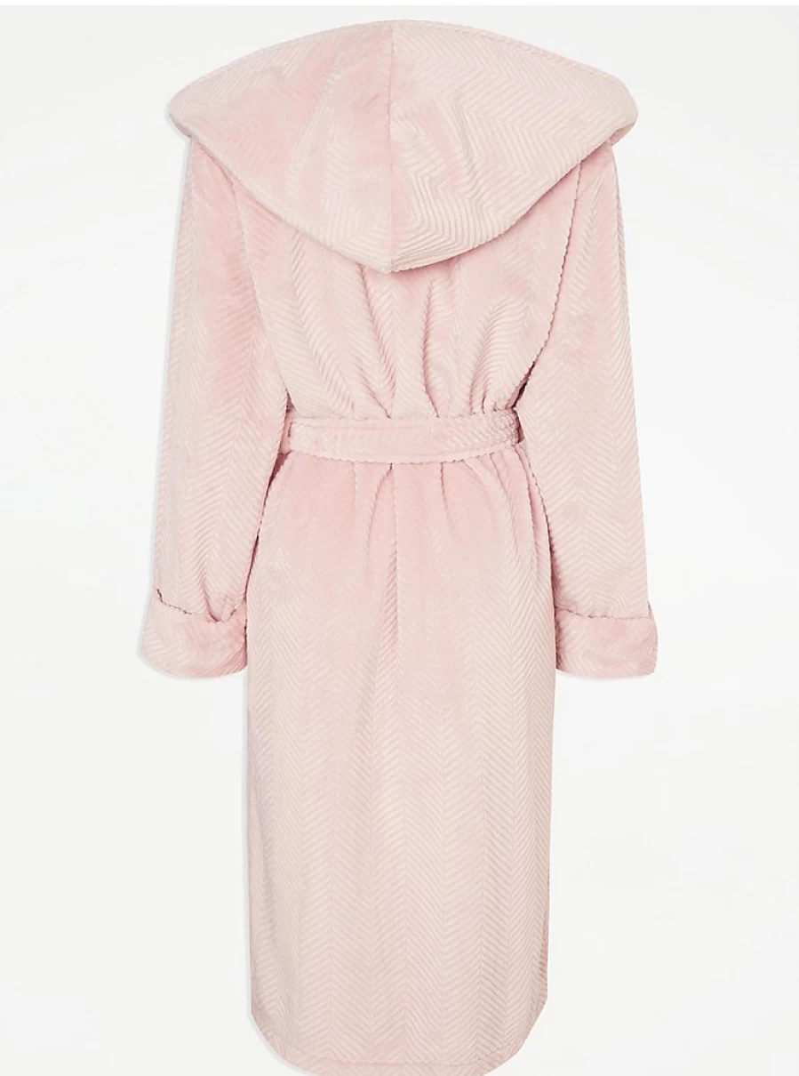 "George at Asda Pink Zig Zag Textured Luxe Dressing Gown | Women's Lingerie & Sleepwear"