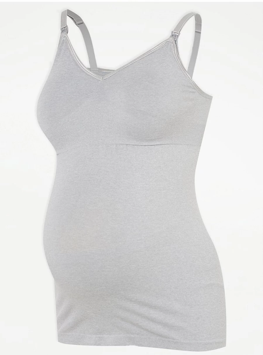 "George at Asda Grey Maternity Cami Top and Briefs Set - Comfortable Lingerie for Pregnancy"