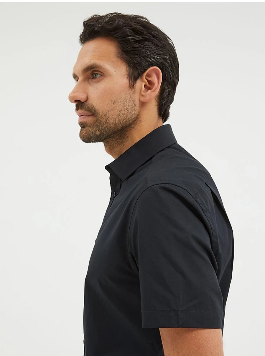 Men's Black Short Sleeve Regular Fit Plain Shirt | George at Asda