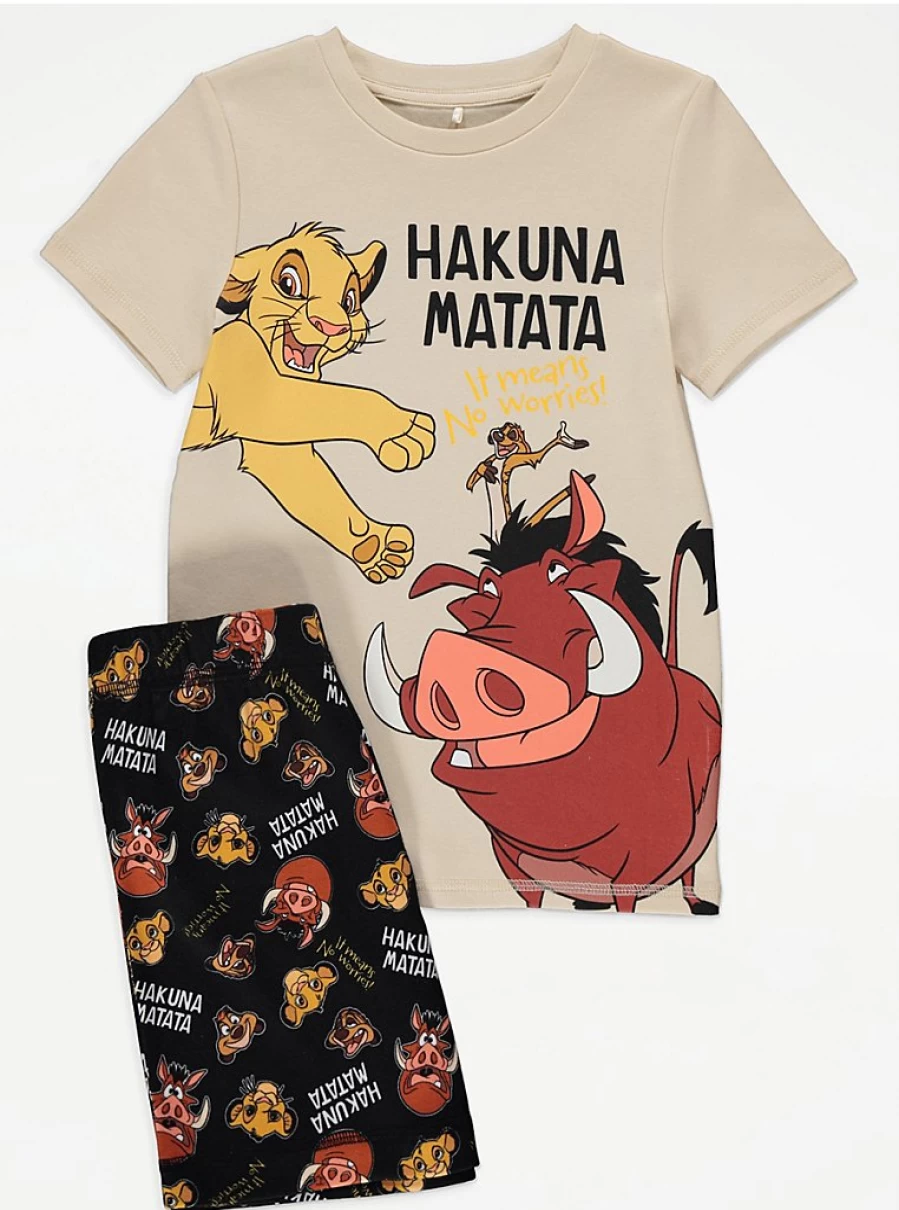 "George at Asda Boys' Disney The Lion King Hakuna Matata Short Pyjamas – Comfortable Kids Pajamas"