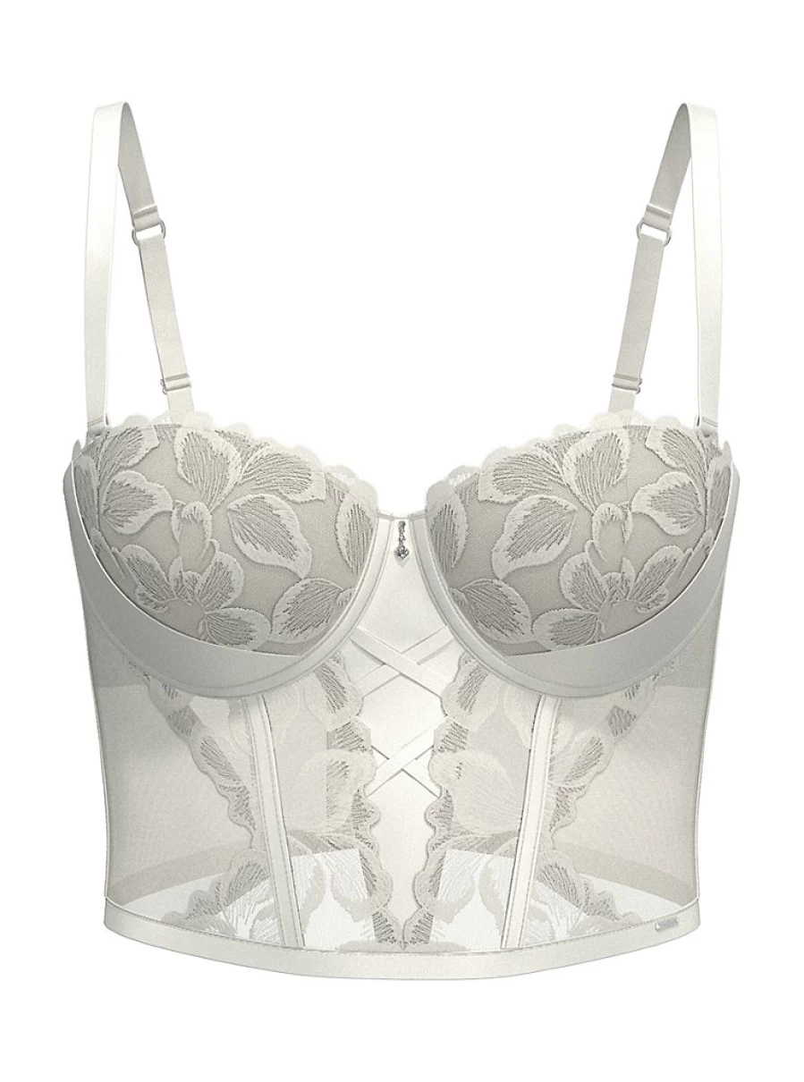 "George at Asda Women's Entice White Embroidered Bridal Bustier Longline Bra – Lingerie Review"