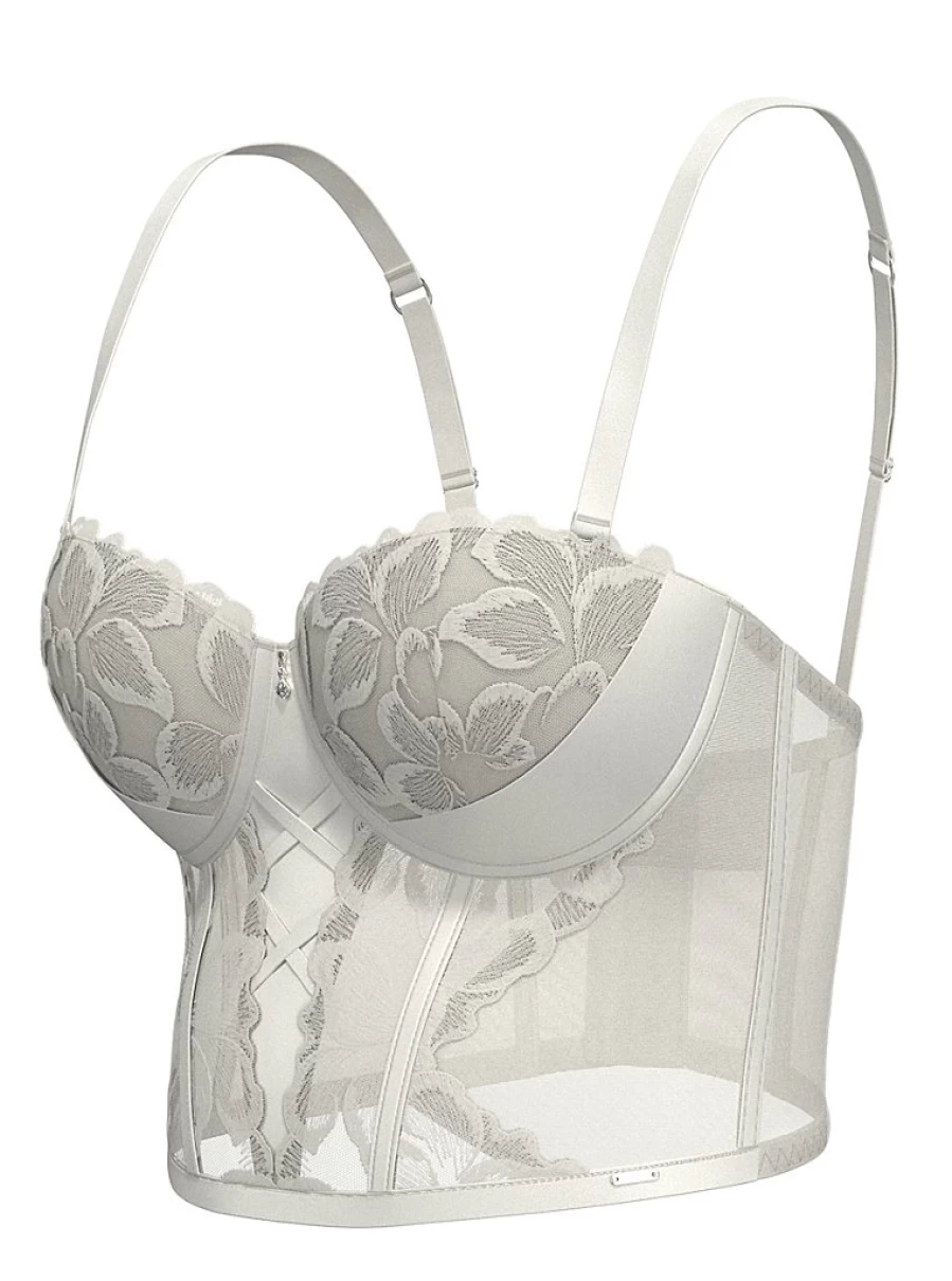 "George at Asda Women's Entice White Embroidered Bridal Bustier Longline Bra – Lingerie Review"