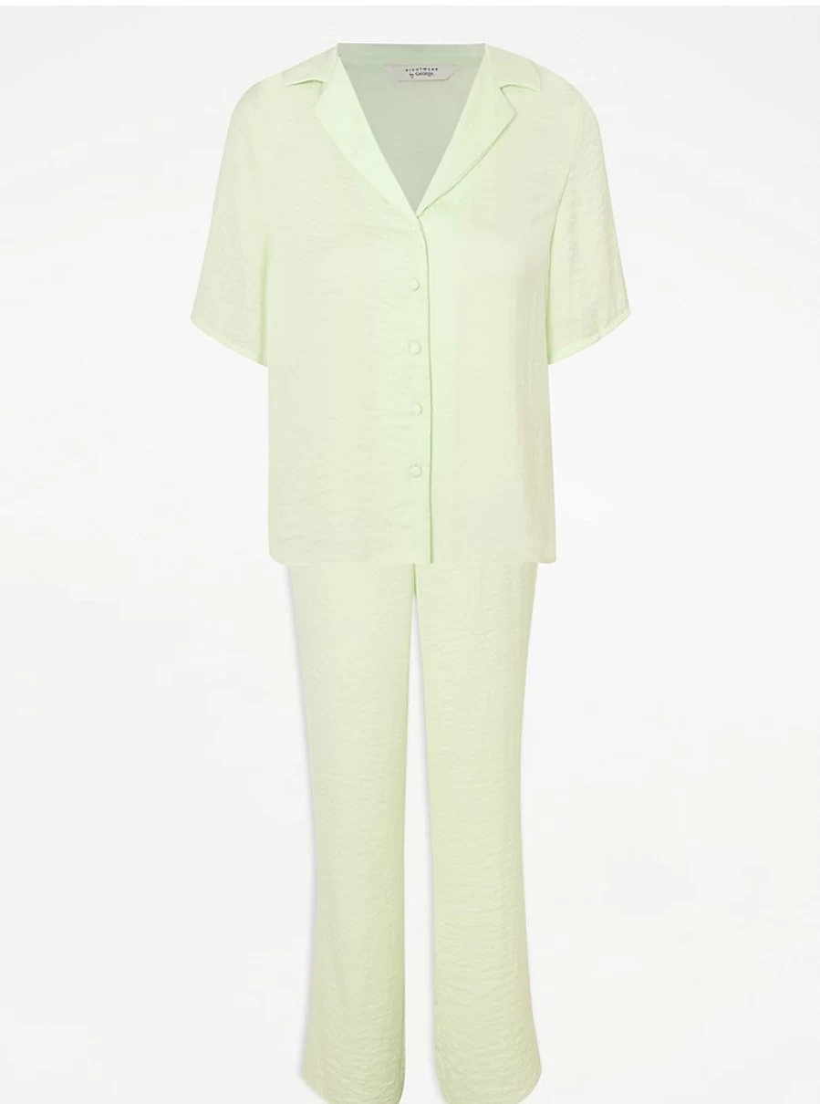 "Light Green Satin Pajama Set by George at Asda - Women's Sleepwear & Lingerie"