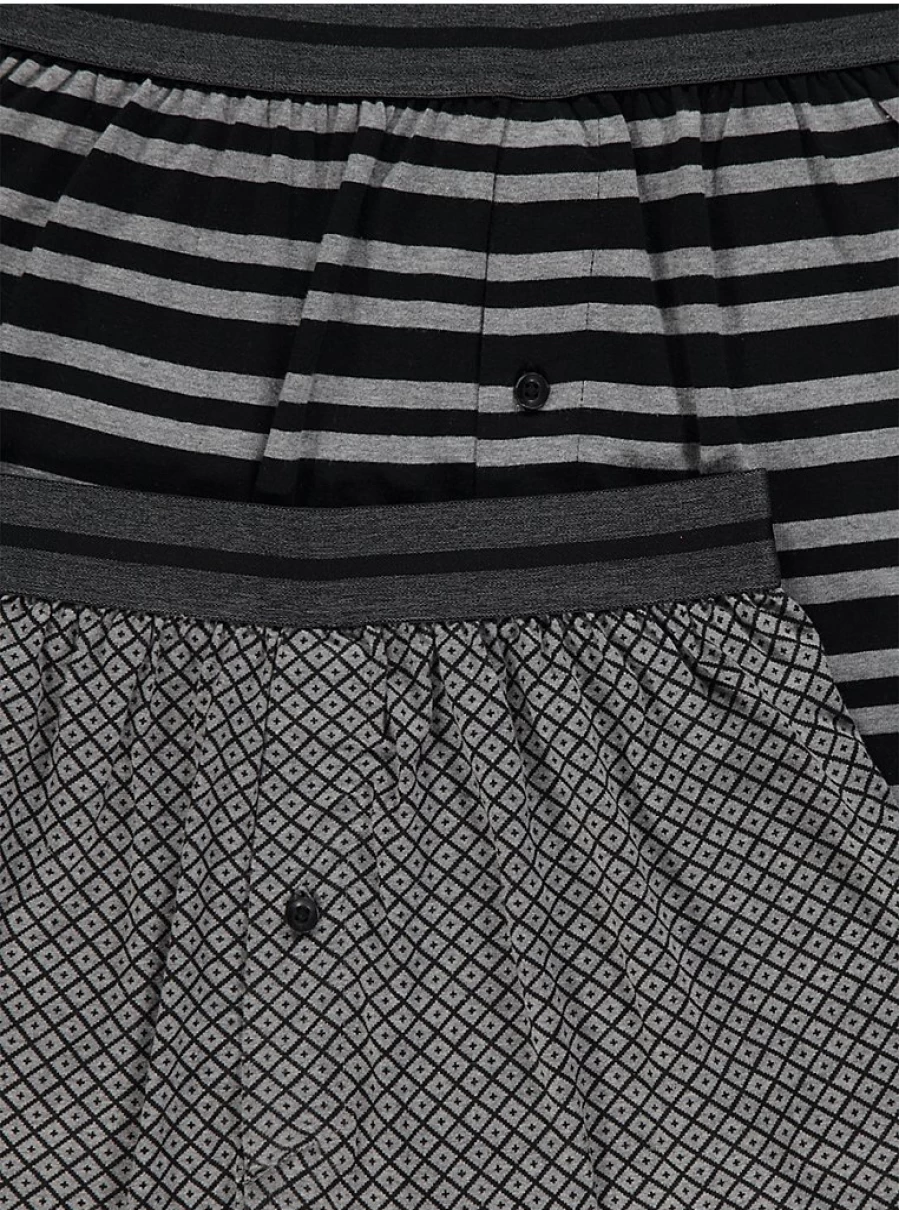 "George at Asda Men's Grey Striped Boxer Shorts 3-Pack - Soft Loose Fit Comfort Underwear"