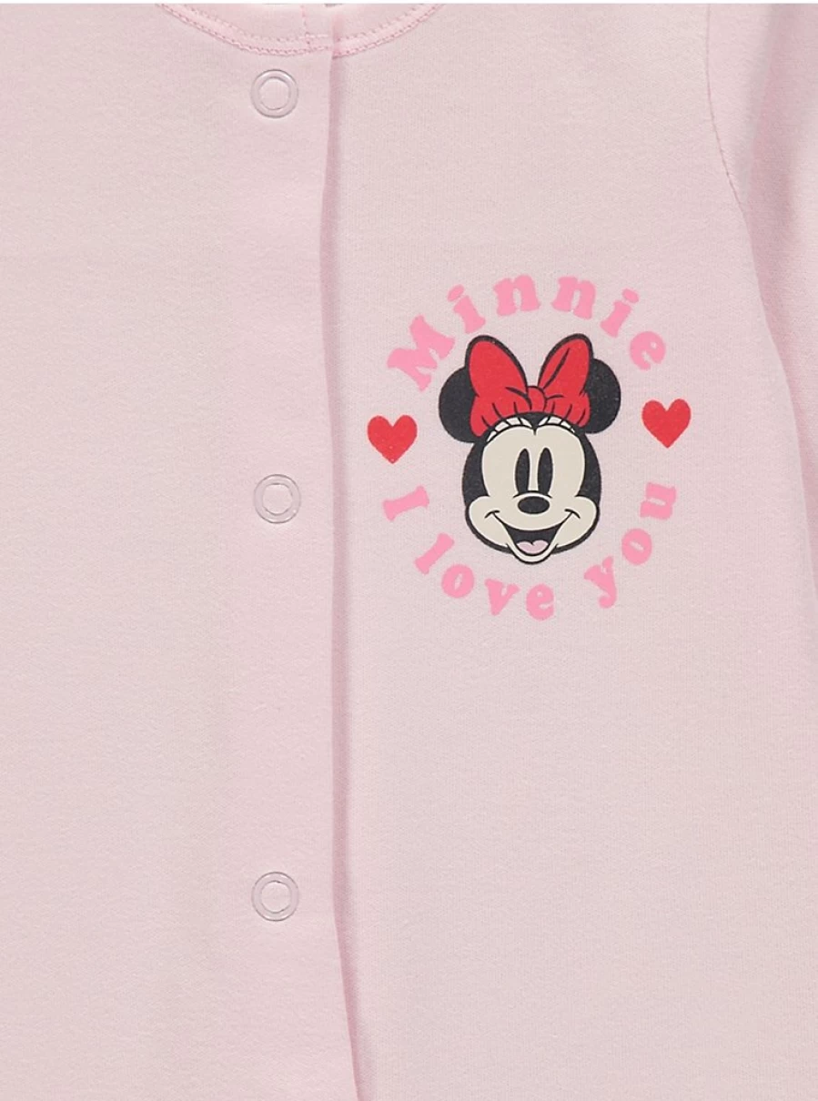George at Asda Baby Girls' Disney Minnie Mouse 3-Pack Sleepsuits | Soft Cotton Pajama Set