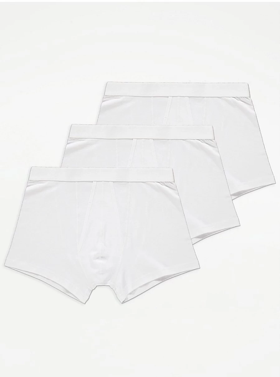 George at Asda Boys' White A-Front Boxer Briefs 3-Pack - Comfort & Quality Underwear