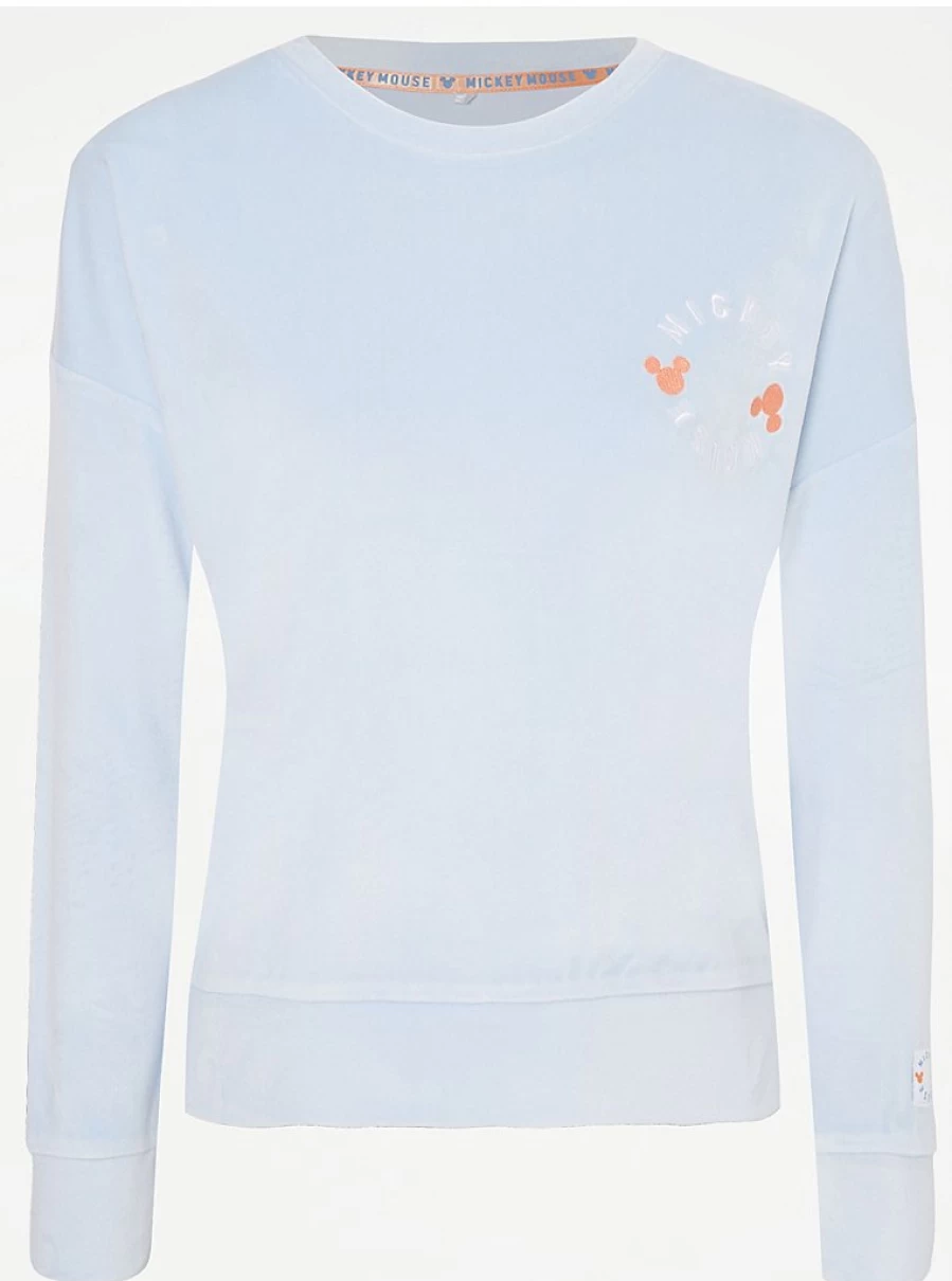 Disney Mickey Mouse Blue Velour Pyjama Top | George at Asda Men's Sleepwear | Cozy Lounge Shirt