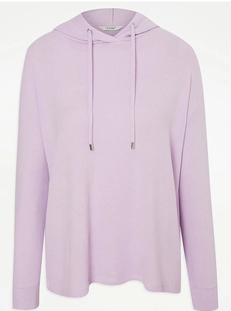 "George at Asda Lilac Brushed Snit Hooded Pyjama Top - Soft Women's Sleepwear Review"