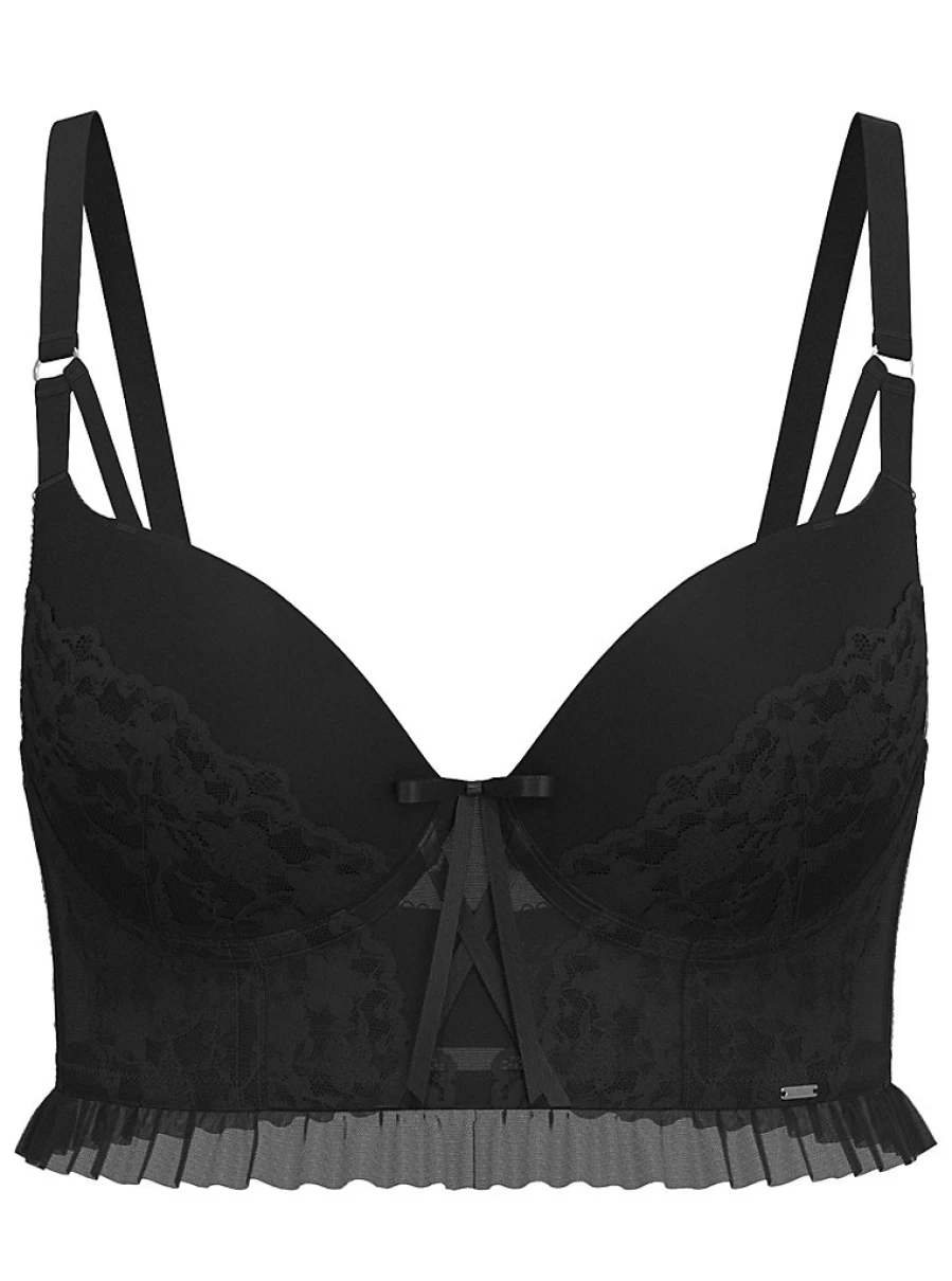 "George at Asda Women's Entice Black Lace Longline Padded Bra – 2 Sizes Bigger Comfort & Support"