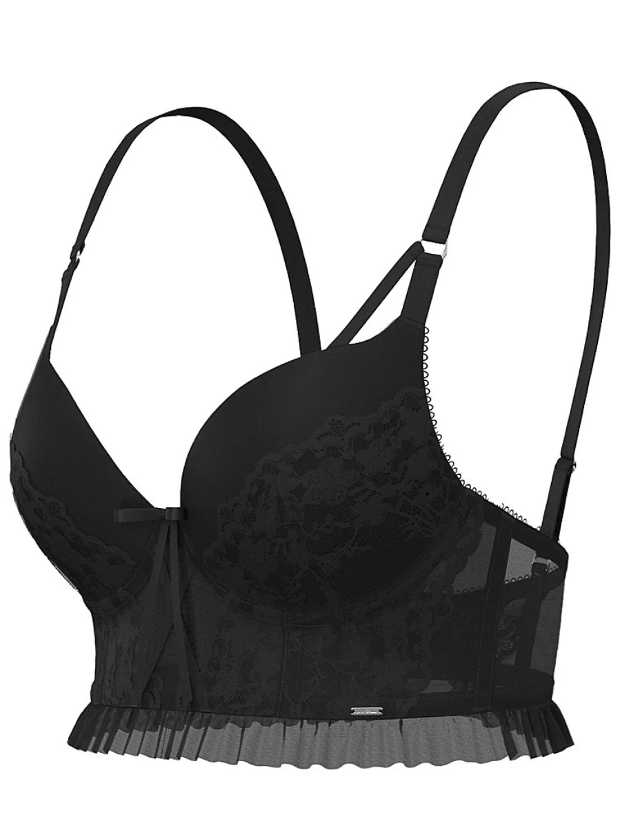 "George at Asda Women's Entice Black Lace Longline Padded Bra – 2 Sizes Bigger Comfort & Support"
