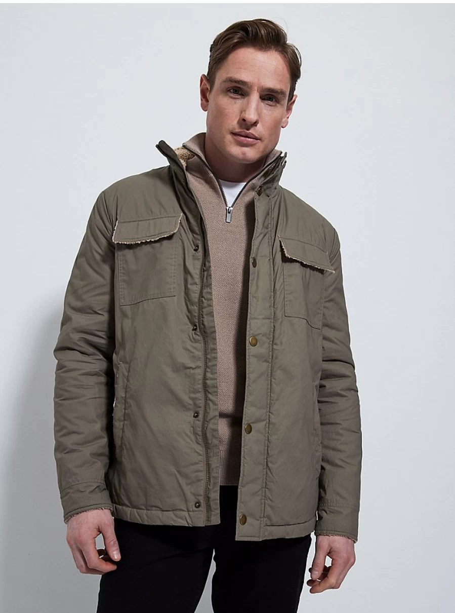 Men's Taupe Borg Lined Jacket by George at Asda – Warm Winter Coat Review