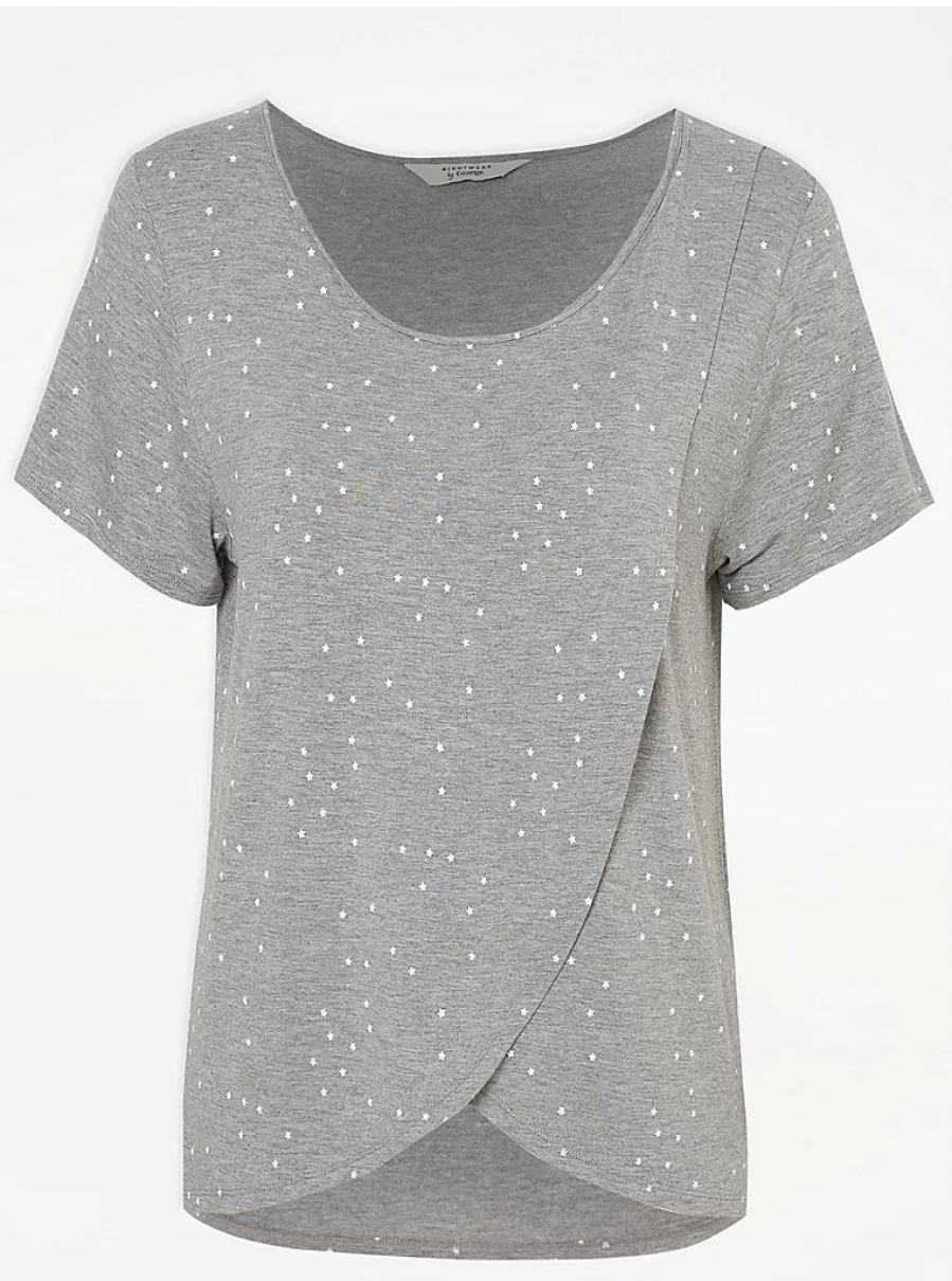 Post Surgery Grey Star Pyjama Top | Comfortable Recovery Loungewear | George at Asda