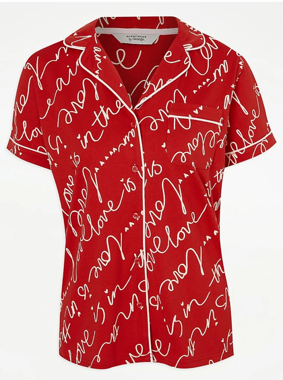 "George at Asda Red Love Is In The Air Short Pyjamas Set - Women's Sleepwear & Lingerie"