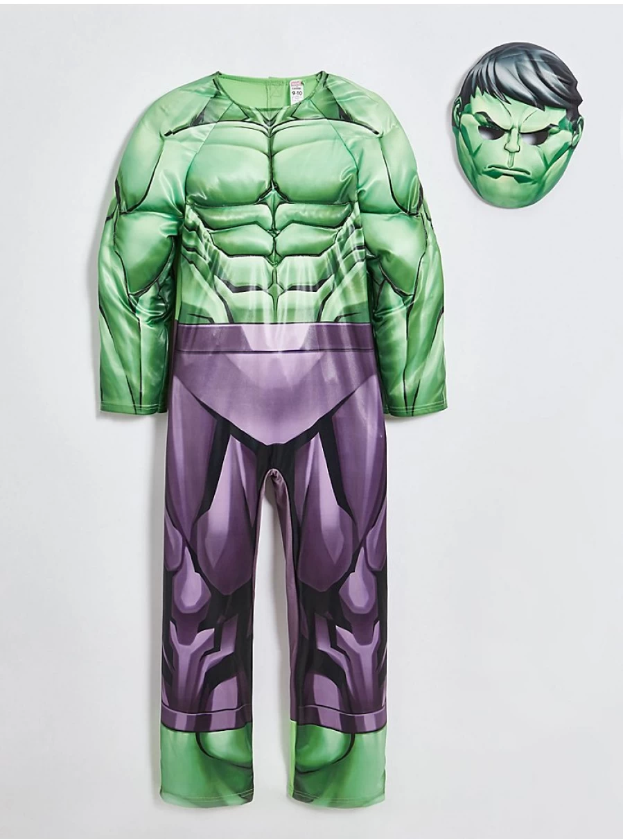 Kids' Marvel Incredible Hulk Green Costume - George at Asda Fancy Dress Outfit