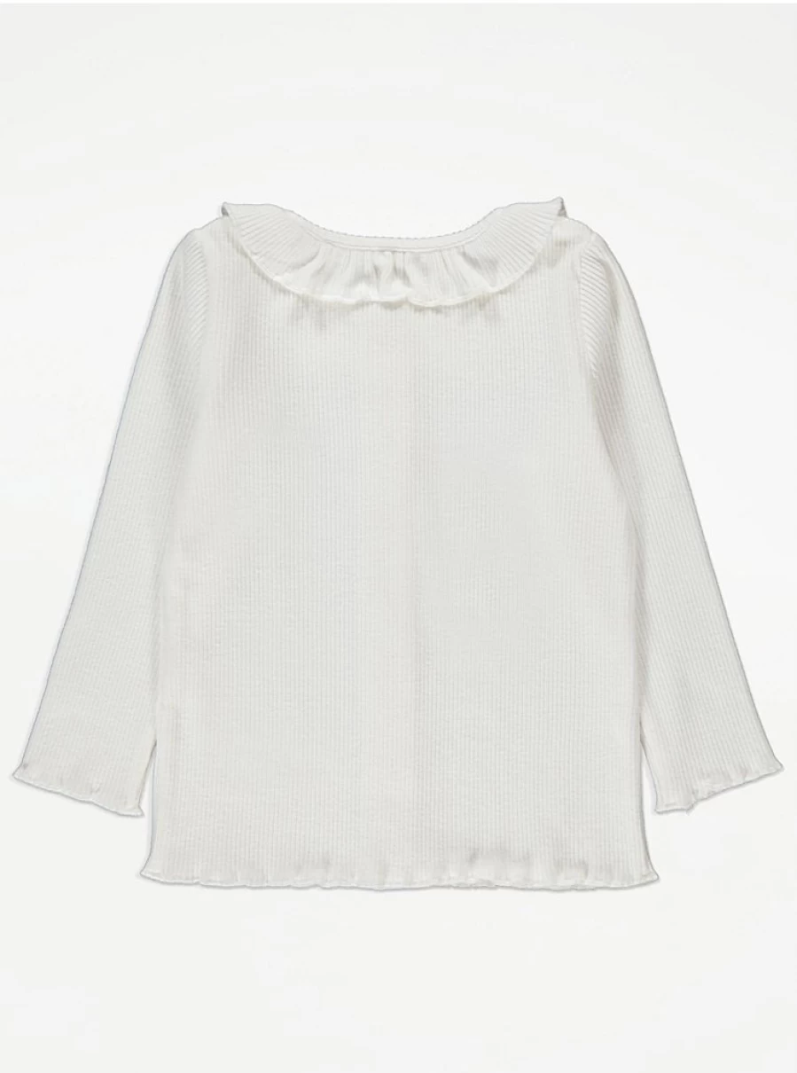 "George at Asda Kids White Ribbed Cardigan with Frill Neck | Review & Style"
