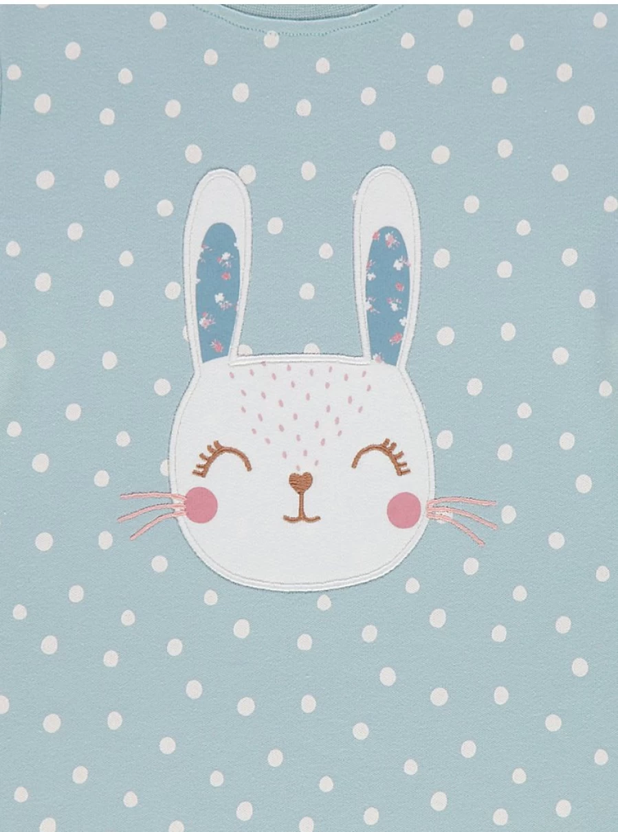 "George at Asda Kids Sage Green Bunny Print Short Pyjamas – Comfortable & Cute Sleepwear"