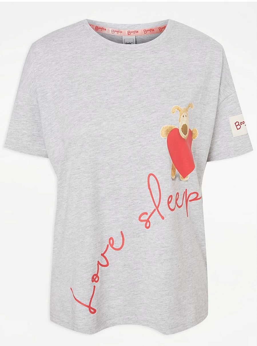 "George at Asda Boofle Grey Heart Print Short Sleeve Valentine's Pyjamas for Women"