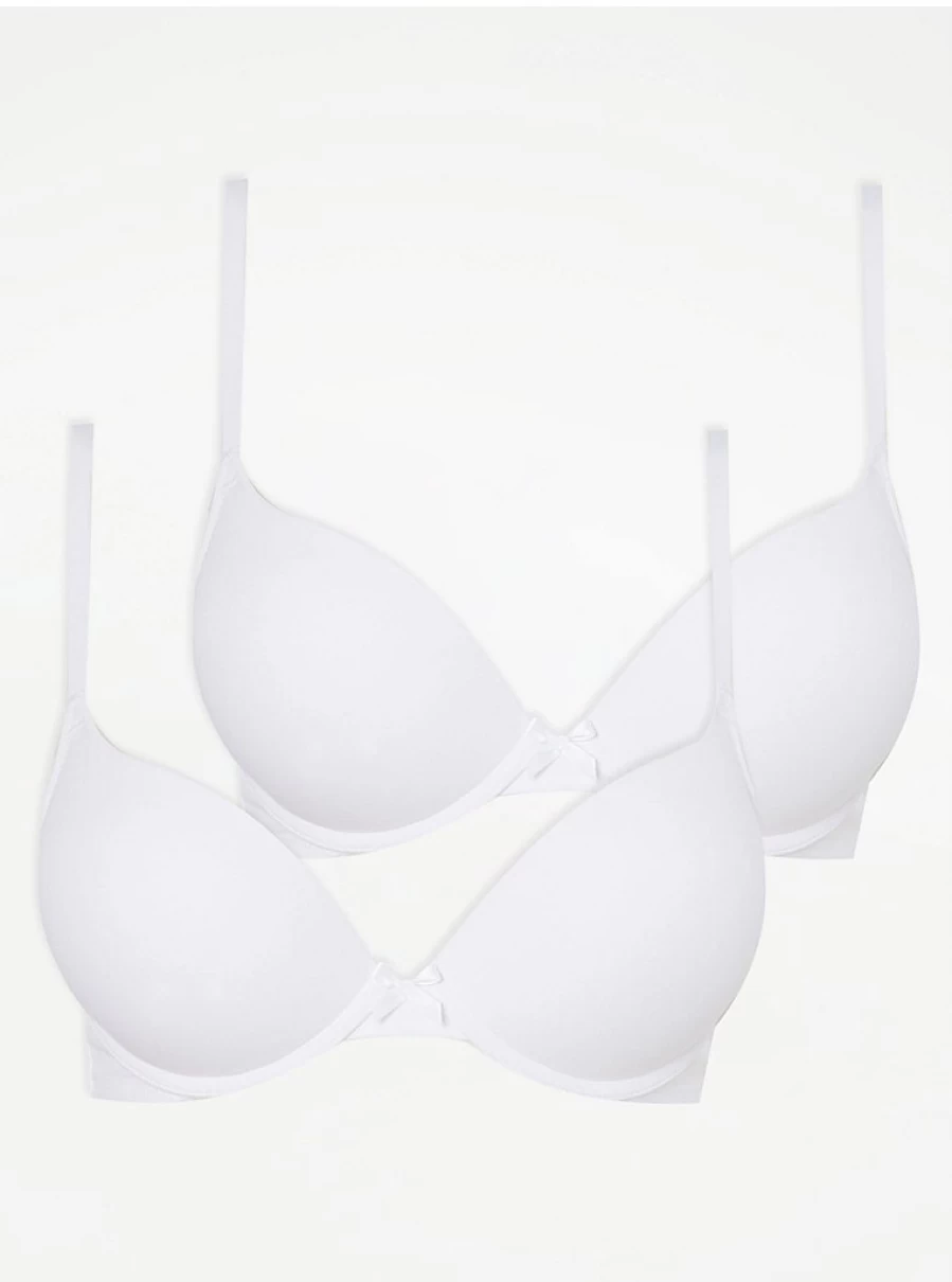 "George at Asda Women's White Plunge Bras 2-Pack – Lift & Support in 2 Sizes"