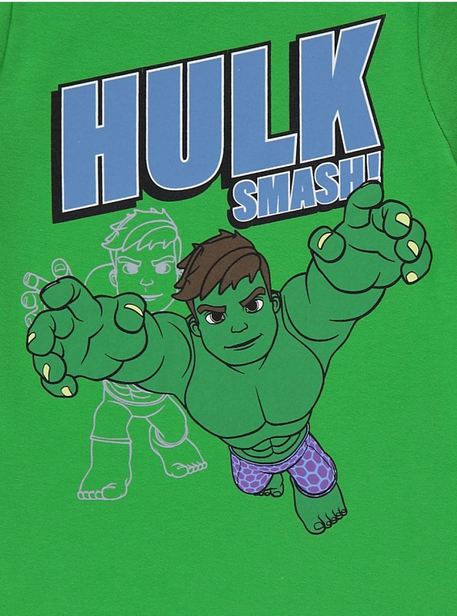 Boys Marvel Hulk Smash Green Stripe Short Sleeve Pyjamas | George at Asda