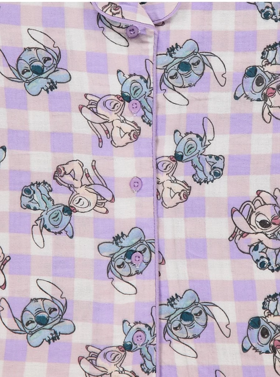 Disney Lilo & Stitch Kids' Lilac Check Shirt Pyjamas | George at Asda