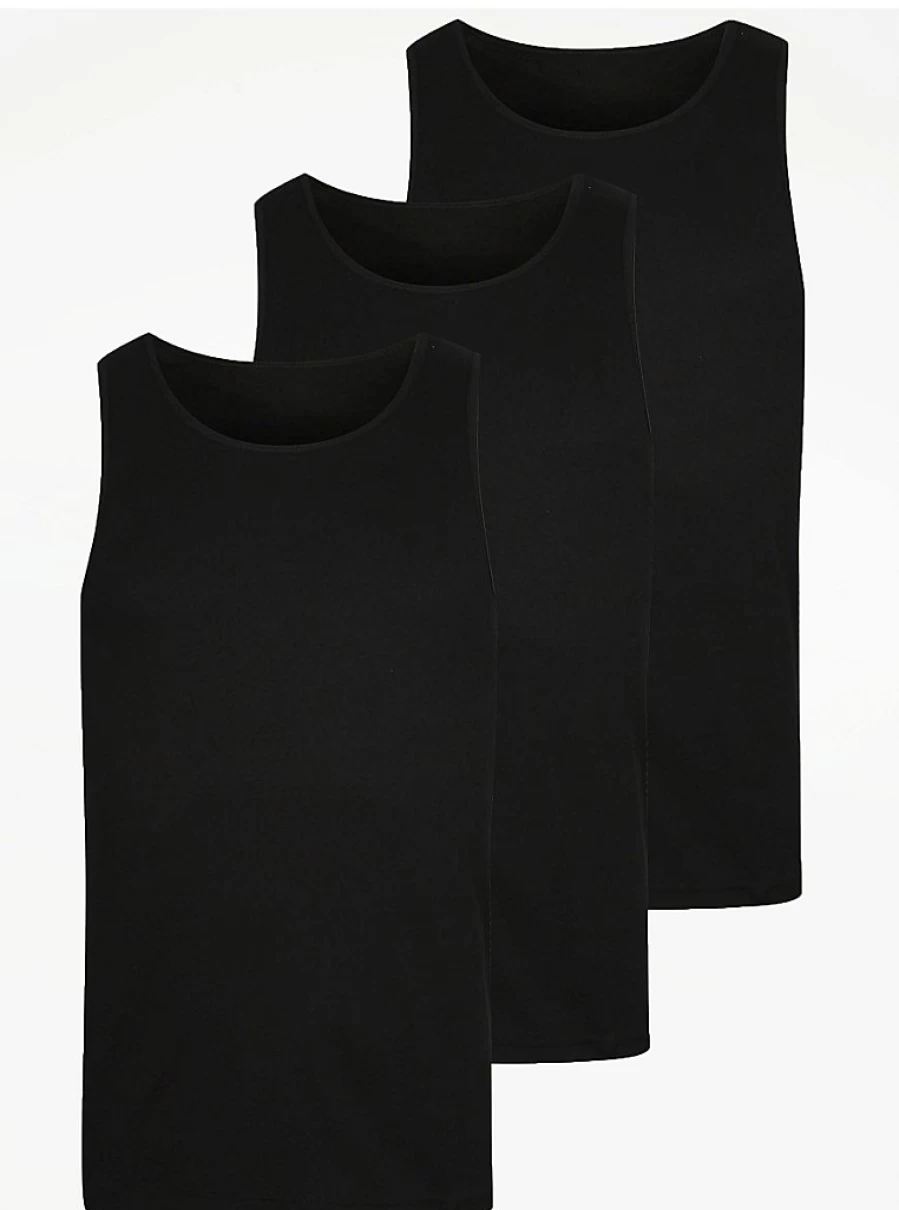 "George at Asda Men's Black Plain Vest 3-Pack – Comfort & Style"