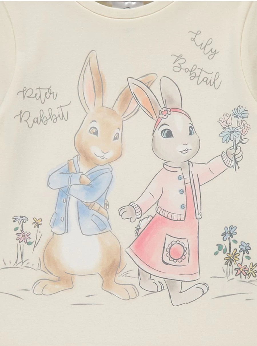 "George at Asda Kids' Peter Rabbit Lily Bobtail Pink Gingham Short Pyjamas – Comfortable Sleepwear for Children"