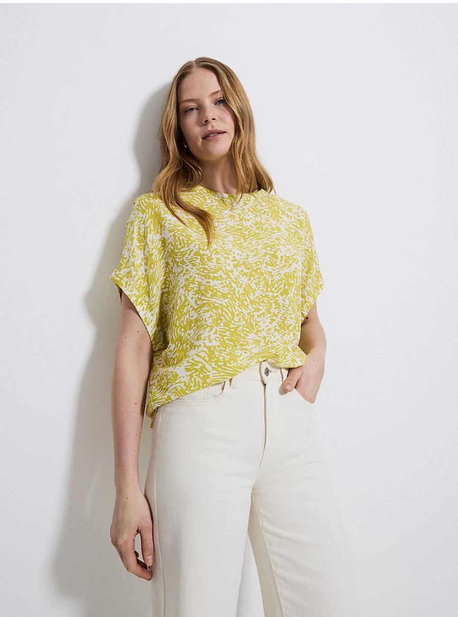 "George at Asda Women's Lime Green Abstract Woven Short Sleeve Shirt – Stylish & Comfortable"