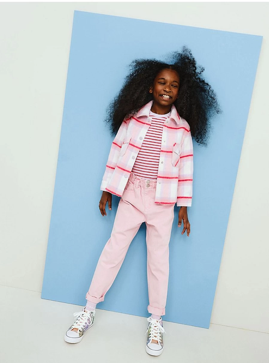 "George at Asda Light Pink Paper Bag Jeans for Kids | Comfort & Style"