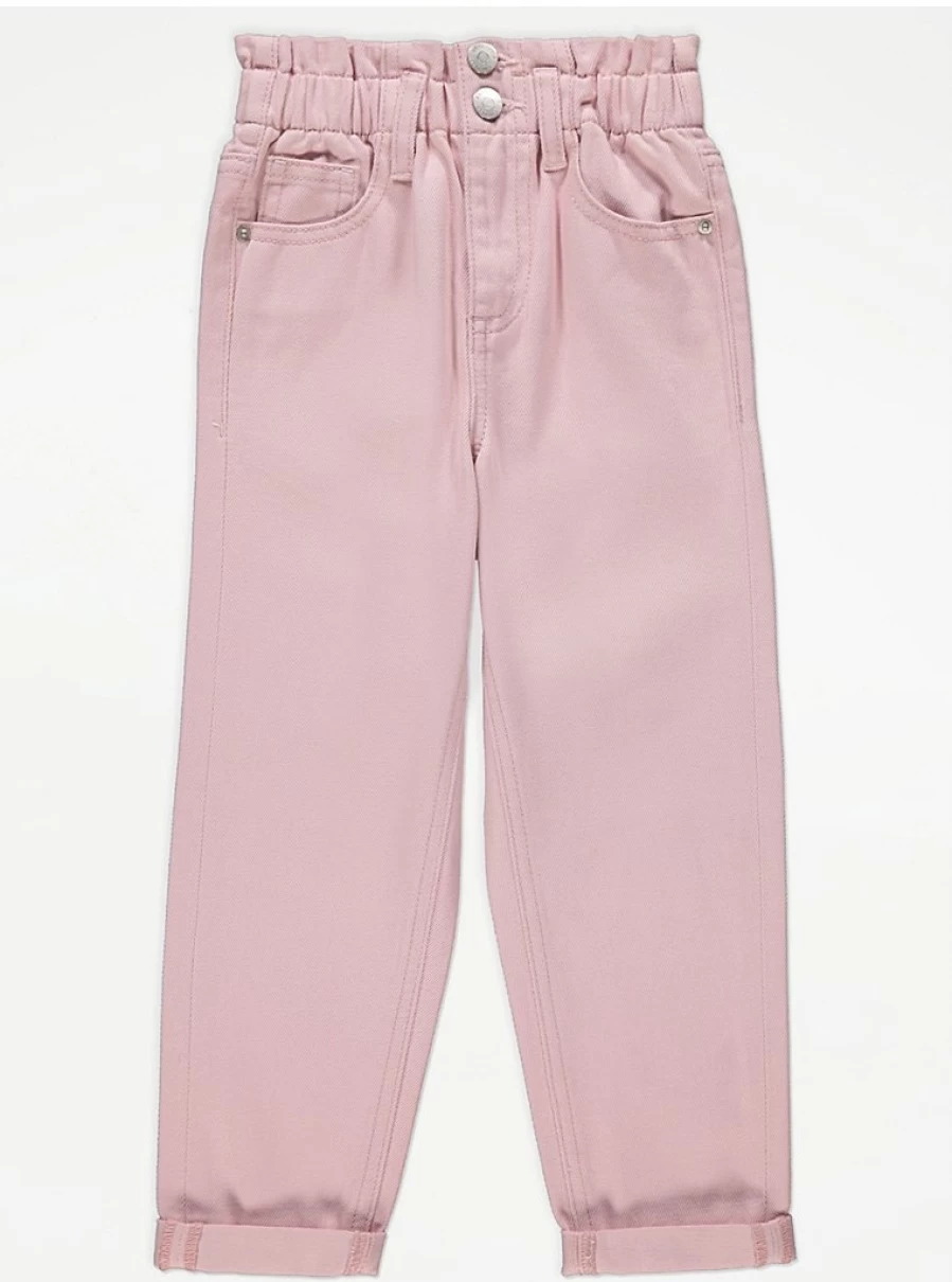 "George at Asda Light Pink Paper Bag Jeans for Kids | Comfort & Style"
