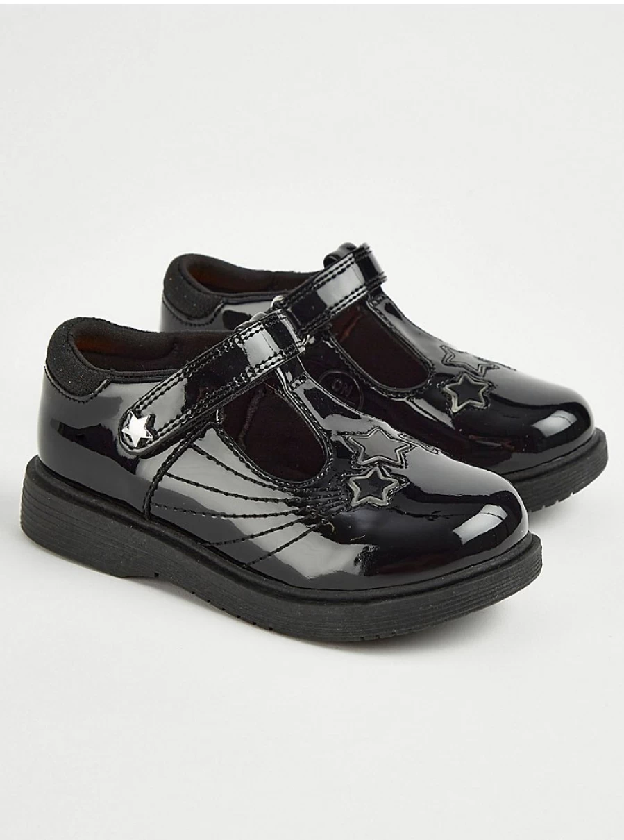 Black Star Light Up Patent T-Bar School Shoes by George at Asda – Comfortable & Stylish Kids' School Shoes