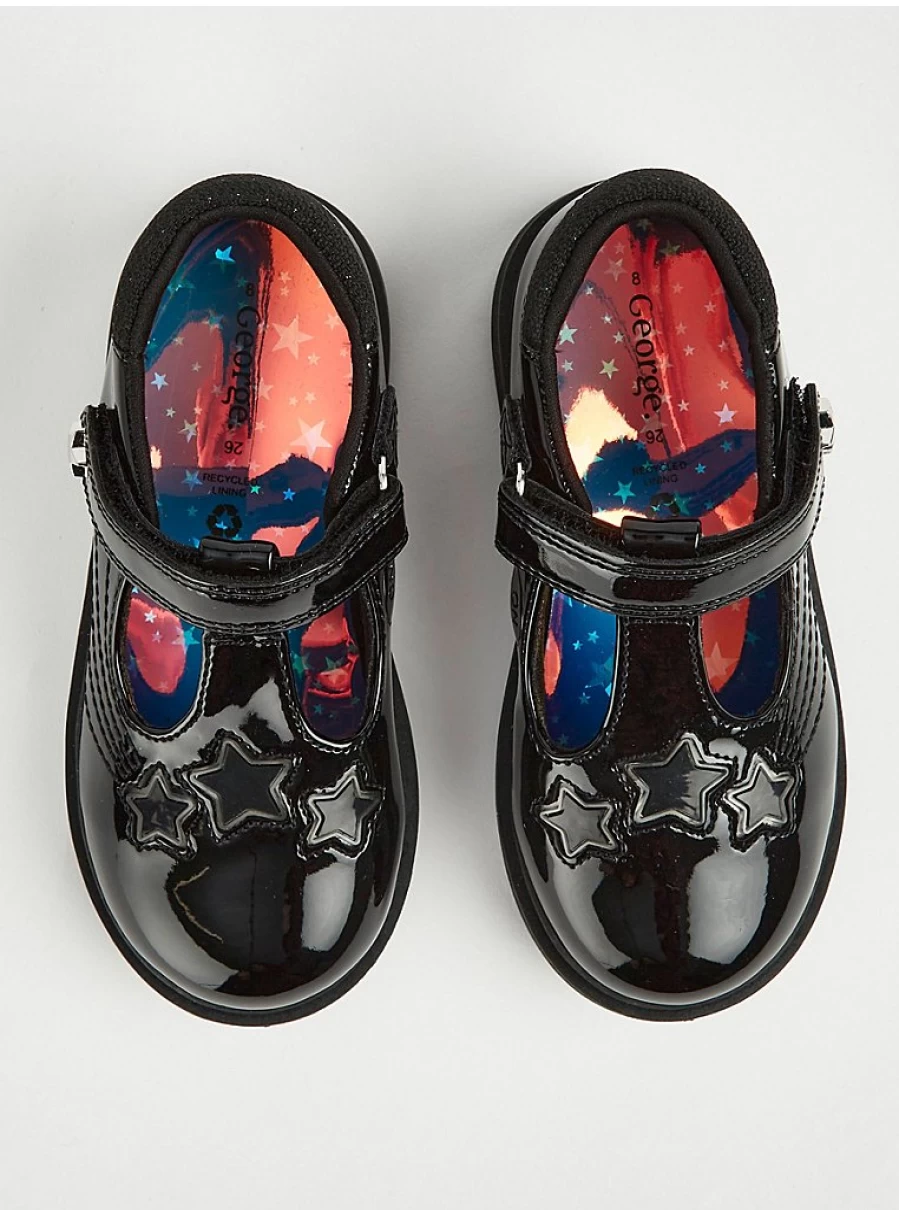 Black Star Light Up Patent T-Bar School Shoes by George at Asda – Comfortable & Stylish Kids' School Shoes