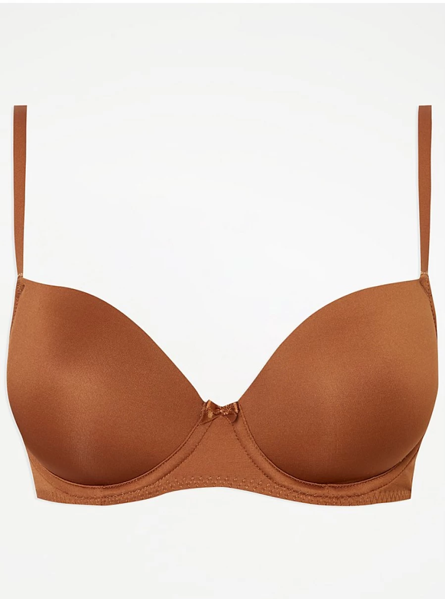 Women's Deep Medium Nude Padded T-Shirt Bra - Comfort & Support | George at Asda
