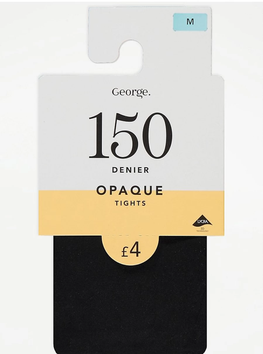 George at Asda Black 150 Denier Opaque Tights - 1 Pack Women's Tights for Everyday Wear