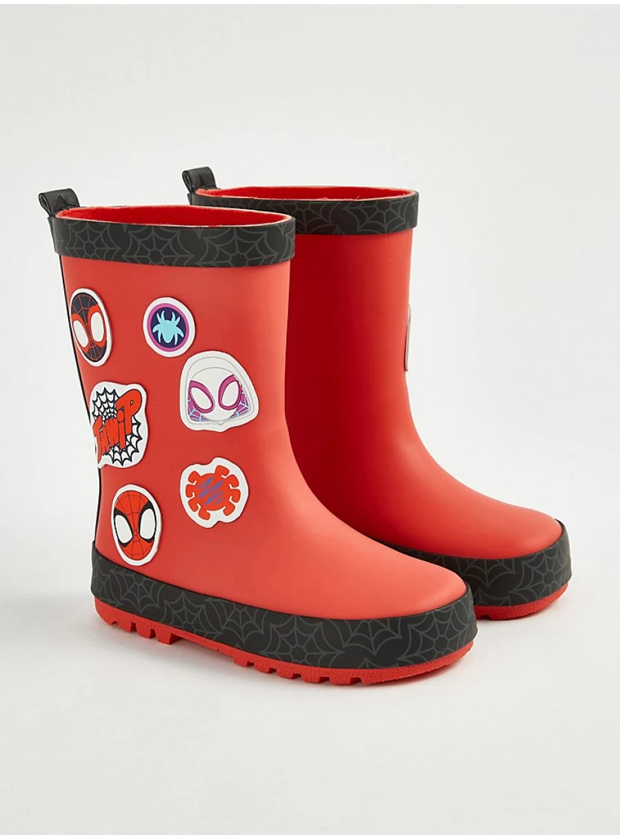 George at Asda Boys' Marvel Spider-Man Red Wellington Boots | Kids' Waterproof Rain Boots