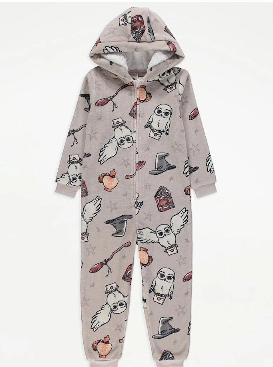 Harry Potter Hedwig Fleece Onesie for Kids by George at Asda | Cozy Costume Pajamas