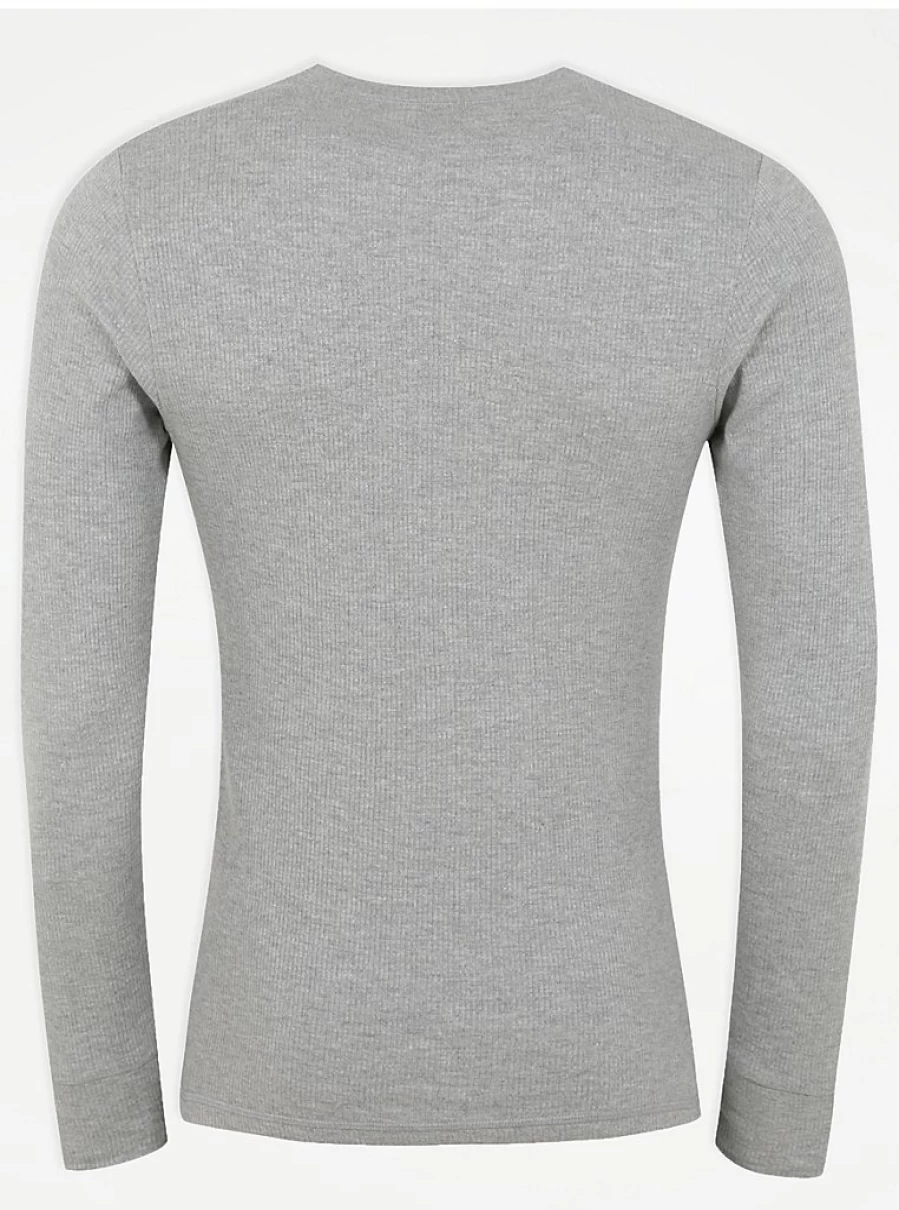 "George at Asda Men's Light Grey Ribbed Thermal Long Sleeve Top – Warm Winter Wear Review"