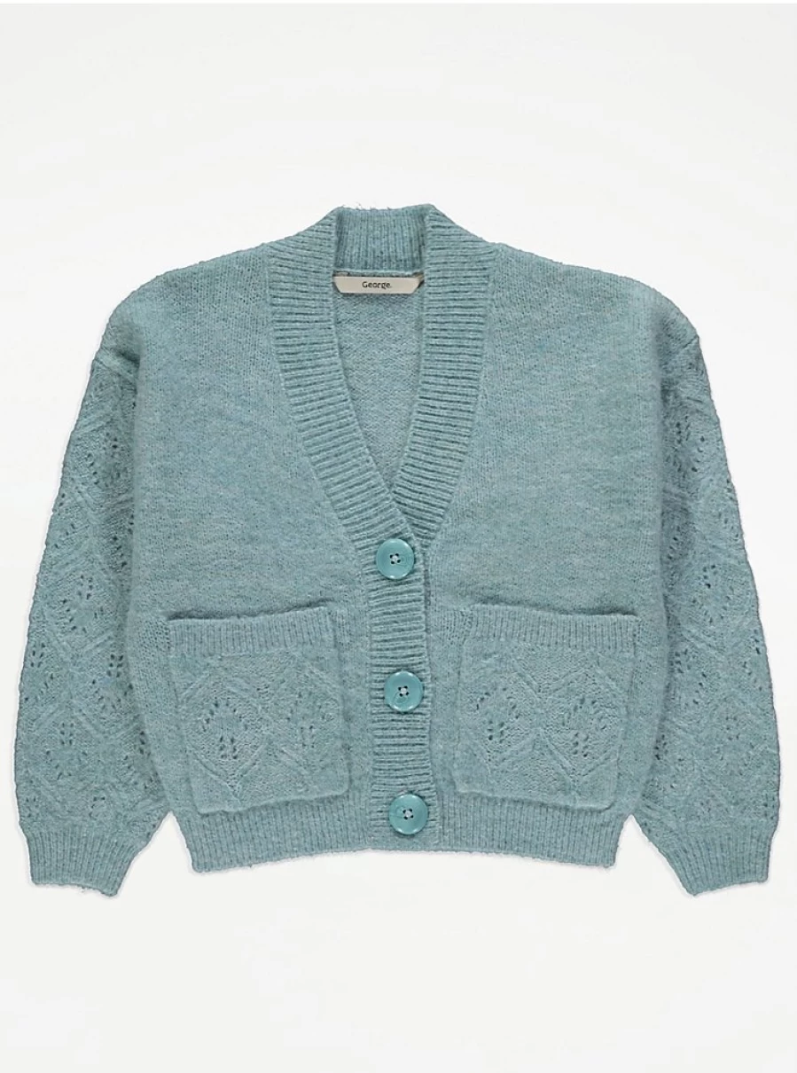 "George at Asda Kids Turquoise Pointelle Boxy Fit Cardigan Review"