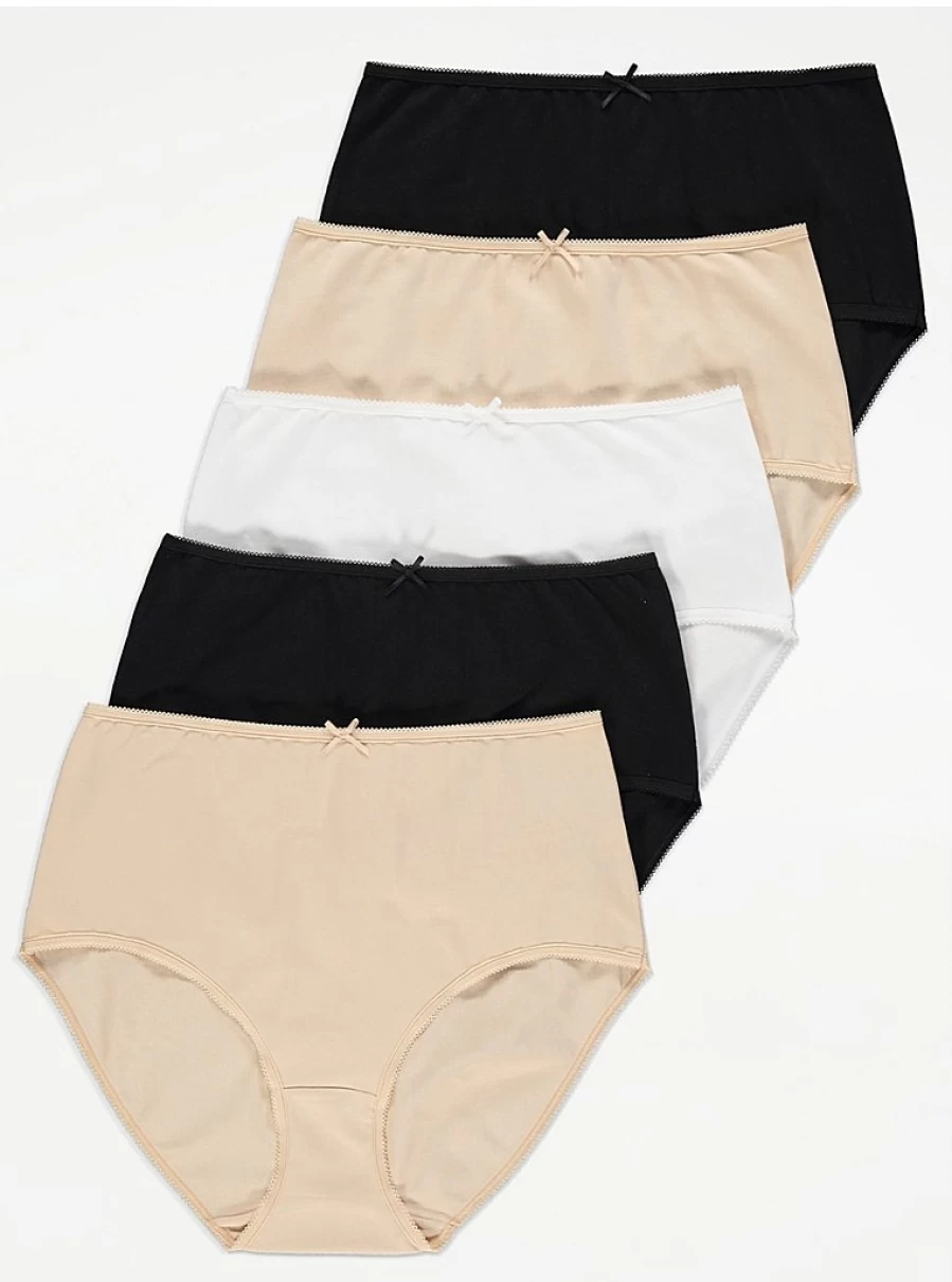 "George at Asda Women's Full Brief Knickers 5-Pack | Comfortable Cotton Underwear | Multi-Pack Lingerie"